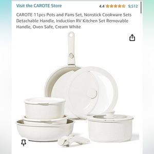 Carote 11 piece pots & pans set, nonstick cookware, detachable handle, oven safe